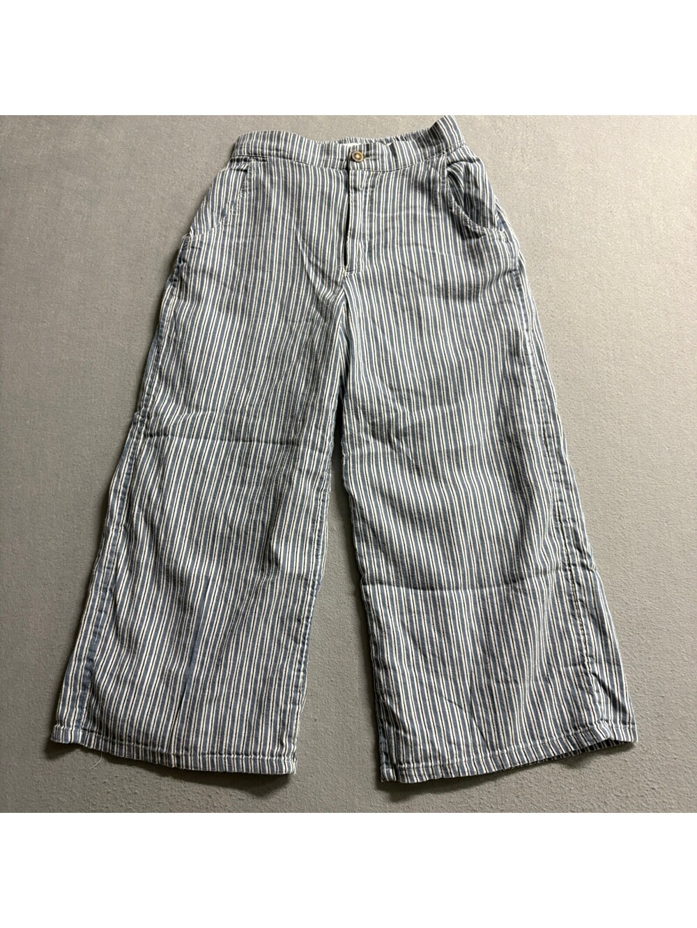 Hollister Ultra High Rise Pants Womens Small Blue White Striped Wide Leg Crop